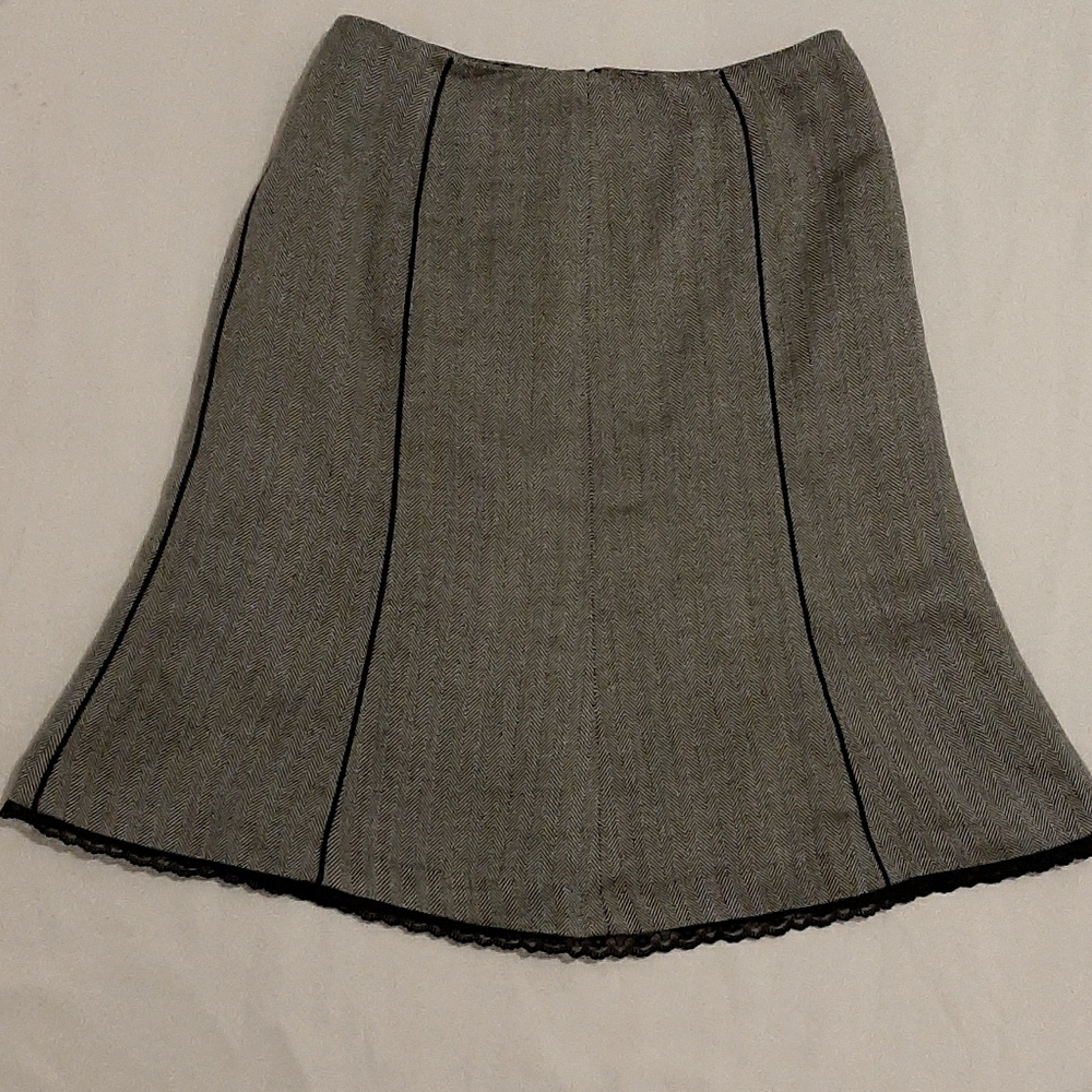 Oscar By Oscar De La Renta Herringbone Academia Tulip Skirt with Lace